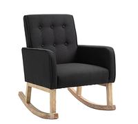 CLP Silla Relax Dream Tapizada En Tela & Estilo Escandinavo I Sillón Mecedora Acolchado Moderno con Base De Madera Color:Negro