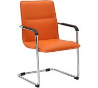 CLP Silla voladiza Seattle con reposabrazos, Silla de Comedor Moderna tapizada en Piel Sintetica, Estructura Metalica Efecto Cromo, Color:Naranja