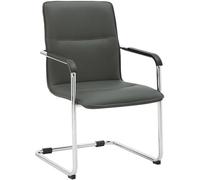 CLP Silla voladiza Seattle con reposabrazos, Silla de Comedor Moderna tapizada en Piel Sintetica, Estructura Metalica Efecto Cromo, Color:Gris