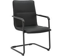 CLP Silla voladiza Seattle con reposabrazos, Silla de Comedor Moderna tapizada en Piel Sintetica, Estructura Metalica Efecto Cromo, Color:Negro/Negro