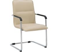 CLP Silla voladiza Seattle con reposabrazos, Silla de Comedor Moderna tapizada en Piel Sintetica, Estructura Metalica Efecto Cromo Color:Crema