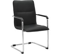 CLP Silla voladiza Seattle con reposabrazos, Silla de Comedor Moderna tapizada en Piel Sintetica, Estructura Metalica Efecto Cromo Color:Negro