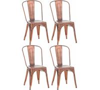 CLP Sillas Apilables Pack de 4 Metal con Respaldo Benedikt, Bistro Apilables para Hostelería y Cocina, Diseño Resistente 200 kg Color Cobre
