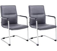 CLP Sillas Cantilever Juego de 2 con reposabrazos Seattle, sillas de Comedor Modernas tapizadas con Cuero sintético, Color:Gris