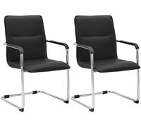 CLP Sillas Cantilever Juego de 2 con reposabrazos Seattle, sillas de Comedor Modernas tapizadas con Cuero sintético, Color:Negro