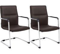 CLP Sillas Cantilever Juego de 2 con reposabrazos Seattle, sillas de Comedor Modernas tapizadas con Cuero sintético, Color:marrón