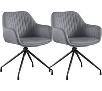 CLP Sillas Comedor Set 2 Novanis, giratorias 180 Grados con Retorno, tapizadas y con reposabrazos, Base metálica Color:Gris Oscuro;Material:Terciopelo