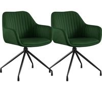 CLP Sillas Comedor Set 2 Novanis, giratorias 180 Grados con Retorno, tapizadas y con reposabrazos, Base metálica Color:Verde Claro;Material:Terciopelo