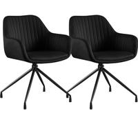 CLP Sillas Comedor Set 2 Novanis, giratorias 180 Grados con Retorno, tapizadas y con reposabrazos, Base metálica Color:Negro;Material:Terciopelo