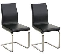 CLP Sillas de Comedor 2 Piezas Belfort, Cantilever Acolchado, tapizado en Piel sintética, Estructura de Acero Inoxidable, Silla Moderna, Color:Negro