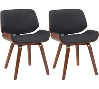 CLP Sillas de Comedor Acolchadas, Set de 2, Beverley, tapizado de Tela, sillas con Respaldo, Estructura Efecto Nogal, Estilo Retro Color:Nuez/Negro