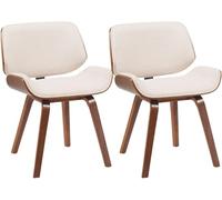 CLP Sillas de Comedor Acolchadas, Set de 2, Beverley, tapizado de Tela, sillas con Respaldo, Estructura Efecto Nogal, Estilo Retro Color:Nuez/Crema