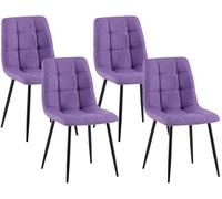 CLP Sillas de Comedor Antibes, Juego de 4, tapizadas, con Respaldo y Patas de Metal Negro, Capacidad de Carga hasta 150 kg, Color:Violeta
