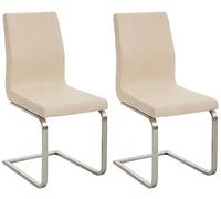 CLP Sillas de Comedor Juego de 2 Belfort Tela, cantilevers Modernos con Asiento Acolchado y Respaldo Alto, Estructura de Acero Inoxidable, Color:Crema