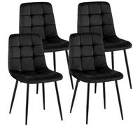 CLP Sillas de Comedor Juego de 4 tapizadas Antibes, sillas de Cocina con Terciopelo, Respaldo y Patas de Metal Negro Color:Negro