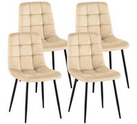 CLP Juego de 4 sillas de Comedor Antibes I Sillas de Cocina tapizadas con Fundas de Terciopelo I con Protectores de Suelo, Color:Crema