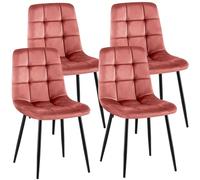 CLP Juego de 4 sillas de Comedor Antibes I Sillas de Cocina tapizadas con Fundas de Terciopelo I con Protectores de Suelo, Color:Rosa