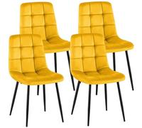 CLP Juego de 4 sillas de Comedor Antibes I Sillas de Cocina tapizadas con Fundas de Terciopelo I con Protectores de Suelo, Color:Amarillo