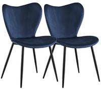 CLP Sillas de Comedor Maika - Juego de 2 Tapizadas Ergonómicas con Respaldo, Estructura de Metal, Soporta hasta 150 kg Color Azul Oscuro Material Terciopelo