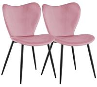 CLP Sillas de Comedor Maika - Juego de 2 Tapizadas Ergonómicas con Respaldo, Estructura de Metal, Soporta hasta 150 kg Material:Terciopelo;Color:Rosa