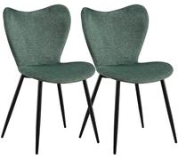 CLP Sillas de Comedor Maika - Juego de 2 Tapizadas Ergonómicas con Respaldo, Estructura de Metal, Soporta hasta 150 kg Color:Verde Claro;Material:Tela
