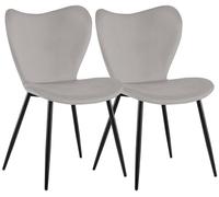 CLP Sillas de Comedor Maika - Juego de 2 Tapizadas Ergonómicas con Respaldo, Estructura de Metal, Soporta hasta 150 kg Color Gris Material Terciopelo