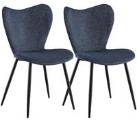 CLP Sillas de Comedor Maika - Juego de 2 Tapizadas Ergonómicas con Respaldo, Estructura de Metal, Soporta hasta 150 kg Color Azul Material Tela