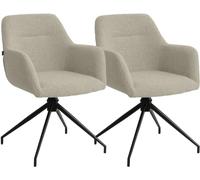 CLP Sillas de Comedor Merlinda - Set de 2 Giratorias 360 - Tapizadas en Tela de Borreguito - Butacas Acolchadas con Reposabrazos y Respaldo | Color Gris Pardo