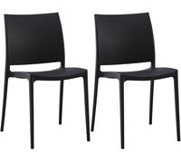 CLP Sillas de Jardin en Juego de 2, apilables y Resistentes a la Intemperie Meton, con reposabrazos, UV, plastico, hasta 150 kg Color:Negro