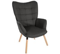 CLP Sillón Garding Tapizado En Tela con Patas De Madera I Silla Relax con Reposabrazos & Respaldo Alto, Color:Gris Oscuro