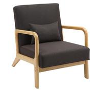 CLP Sillón Hibbing en Tela con cojín I Silla de Descanso con Base & reposabrazos de Madera I Butaca alcochada nórdica con Respaldo, Color:marrón