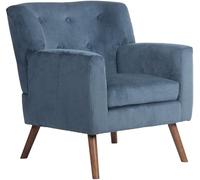 CLP Sillón Kioni con Funda de Pana I Cómodo sillón tapizado I Armazón de Madera de Caucho Que soporta hasta 150 kg, Color:Azul