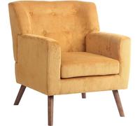 CLP Sillón Kioni con Funda de Pana I Cómodo sillón tapizado I Armazón de Madera de Caucho Que soporta hasta 150 kg, Color:Naranja