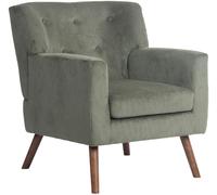 CLP Sillón Kioni con Funda de Pana I Cómodo sillón tapizado I Armazón de Madera de Caucho Que soporta hasta 150 kg, Color:Verde Claro