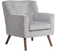 CLP Sillón Kioni con Funda de Pana I Cómodo sillón tapizado I Armazón de Madera de Caucho Que soporta hasta 150 kg, Color:Gris