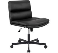 CLP Sillon Lounge tapizado Regulable en Altura Eldor, Silla de Oficina de Polipiel, giratoria con Respaldo y Ruedas, hasta 135 kg, Color:Negro