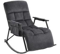 CLP Sillon mecedor Acolchado Elara con reposapies, Respaldo reclinable y Bolsillo Lateral, Apto para Lactancia Color:Gris Oscuro;Material:Terciopelo
