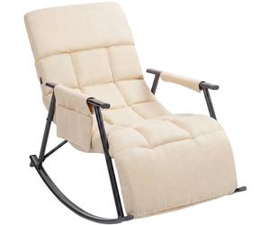 CLP Sillon mecedor Acolchado Elara con reposapies, Respaldo reclinable y Bolsillo Lateral, Apto para Lactancia Color:Crema;Material:Tela