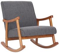 CLP Sillón Mecedora Morelia En Tela & con Base De Madera I Silla Relax Cómoda, Acolchada & con Diseño Clásico, Color:Gris Claro