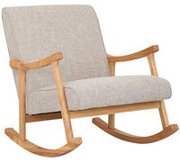 CLP Sillón Mecedora Morelia Tapizada En Tela & con Base De Madera I Silla Relax Cómoda, Acolchada & con Diseño Clásico, Color:Crema