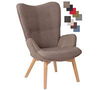 CLP Sillón Orejero Nórdico Durham Tapizado En Tela I Butaca De Salón En Estilo Escandinavo I Sillón De Lectura con Base De Madera I Color: Color:Gris Pardo