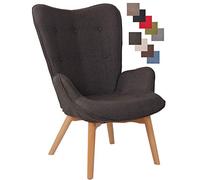CLP Sillón Orejero Nórdico Durham Tapizado En Tela I Butaca De Salón En Estilo Escandinavo I Sillón De Lectura con Base De Madera I Color:, Color:Gris Oscuro