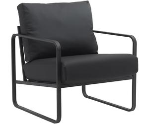 CLP Sillón Relax Manea Tapizado En Polipiel o Tela I Silla Ancha con Base Metálica I Poltrona Elegante & Acolchada, Color:Negro, Material:Cuero Sintetico