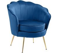 CLP Sillón Rosita Tapizado En Terciopelo I Poltrona De Asinteo & Respaldo Ancho con Base Metálica De 4 Patas, Color:Azul