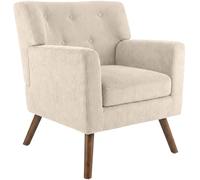 CLP Sillon tapizado Kioni con Pana, butaca con reposabrazos, Sillon orejero hasta 150 kg, Sillon Relax para Salon, Color:Crema
