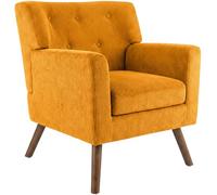 CLP Sillon tapizado Kioni con Pana, butaca con reposabrazos, Sillon orejero hasta 150 kg, Sillon Relax para Salon, Color:Naranja