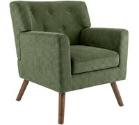 CLP Sillon tapizado Kioni con Pana, butaca con reposabrazos, Sillon orejero hasta 150 kg, Sillon Relax para Salon, Color:Verde Claro
