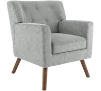CLP Sillon tapizado Kioni con Pana, butaca con reposabrazos, Sillon orejero hasta 150 kg, Sillon Relax para Salon, Color:Gris