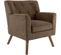 CLP Sillon tapizado Kioni con Pana, butaca con reposabrazos, Sillon orejero hasta 150 kg, Sillon Relax para Salon, Color:marrón Oscuro