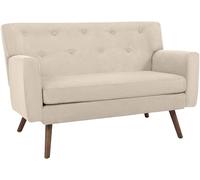 CLP Sofa de 2 plazas Kioni con tapizado de Pana, Comodo para Salon, Acolchado Confortable, soporta hasta 240 kg, Patas de Madera de Caucho, Color:Crema